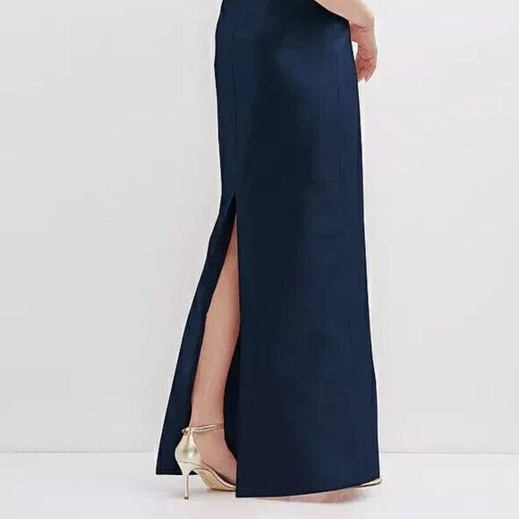 Alfred Sung Midnight Blue Flower One-Shoulder Column Gown D850 - Picture 6 of 6